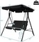 Durable Black Steel Frame Patio Swing with Adjustable UV-Proof Canopy